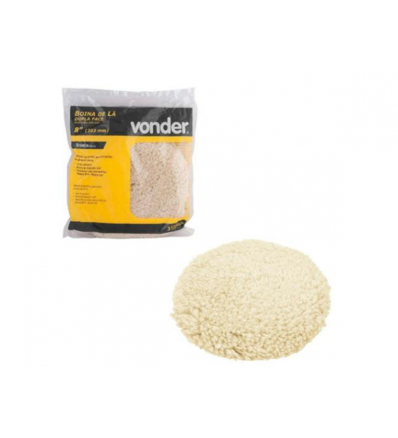 Boina de lã dupla face 8" branca - Vonder