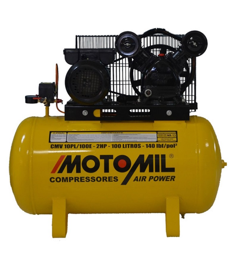 Compressor de ar 10 pés 100 litros monofásico - CMV-10/100 - Motomil